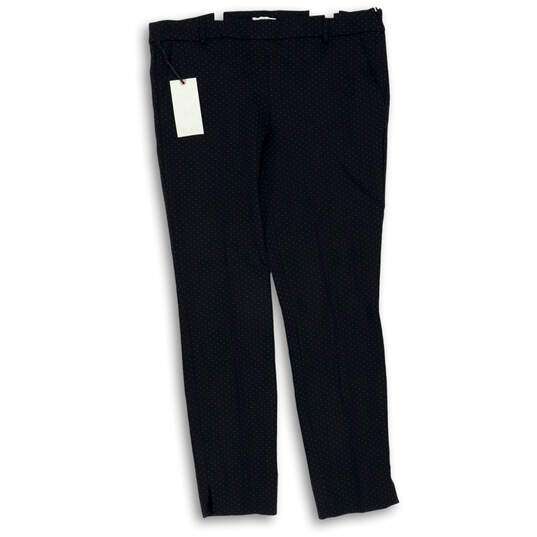 NWT Womens Black Polka Dot Flat Front Straight Leg Dress Pants Size 14 image number 1
