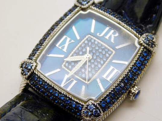 Women's Judith Ripka Swiss Blue CZ Snake Leather Analog Watch image number 1