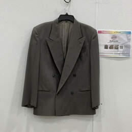 Authentic Mens Gray Peak Lapel Long Sleeve Double Breasted Blazer Size 39S