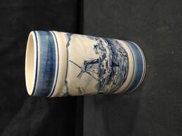 Delft's Blauw Ceramic Hand Painted Stein with Painted Village and Windmill Design