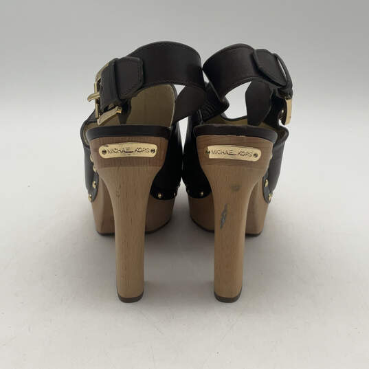 Womens Beatrice Black Leather Round Toe Platform Slingback Mule Heels Size 7.5 image number 5