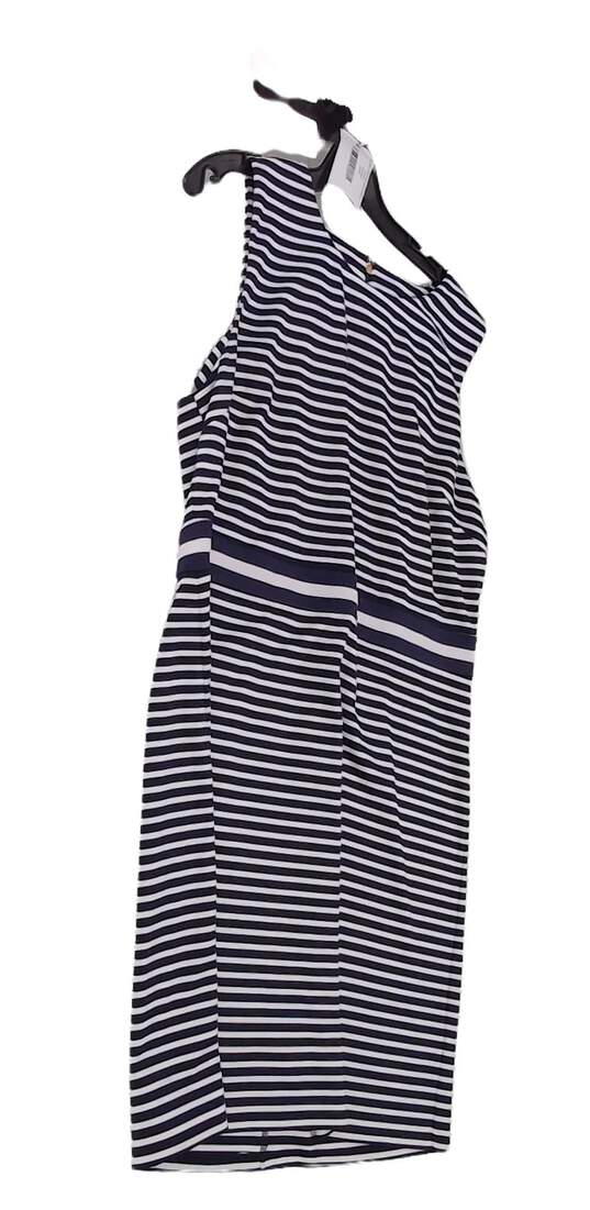 Womens Blue White Striped Crew Neck Sleeveless Sheath Dress Size XL image number 2