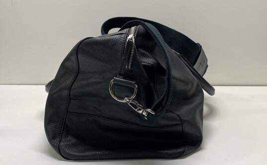 Cole Haan Black Leather Shoulder Travel Zip Duffle Bag image number 4