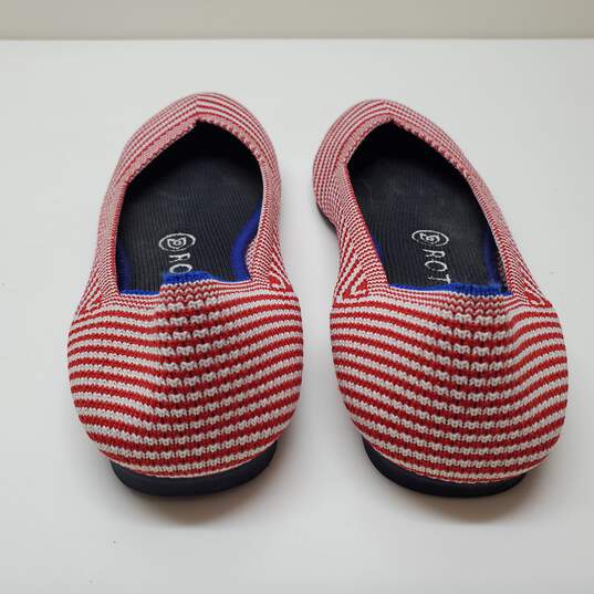 Rothy's Red White Round Toe Flat Sz 7.5 image number 4