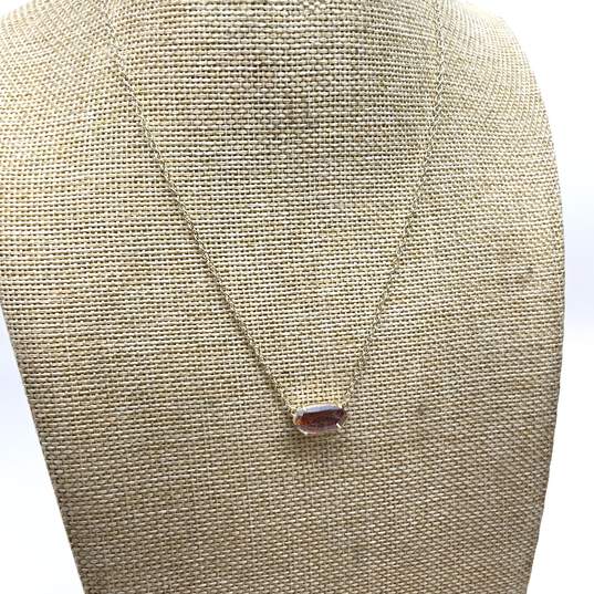 Designer Kendra Scott Gold-Tone Red Crystal Pendant Necklace With Dust Bag image number 1