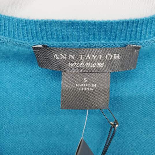 Ann Taylor Turquoise Cashmere Pullover Top WM Size S NWT image number 3