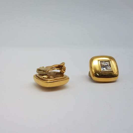 Swarovski Gold Tone Crystal Square Clip On Earrings 18.3g image number 6