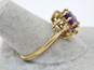 14K Yellow Gold Purple & Clear Cubic Zirconia Oval Cluster Ring 3.6g image number 4