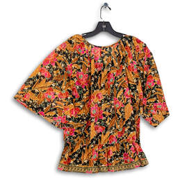 Womens Multicolor Floral Round Neck Pullover Blouse Top Size M alternative image