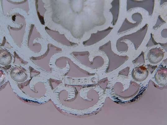 Vintage Crown Trifari Silver Tone Pendant Necklace 46.8g image number 6