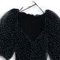 Womens Black Polka Dot Balloon Sleeve Back Zip Ruched Mini Dress Size XS image number 3