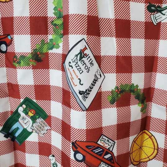 Home Alone x The Roosevelts Little Nero's Pizza Button Down Shirt Red Check Sz S image number 4