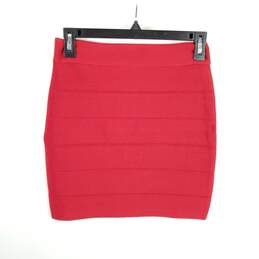 Bebe Women Red Knitted Bandage Skirt M NWT