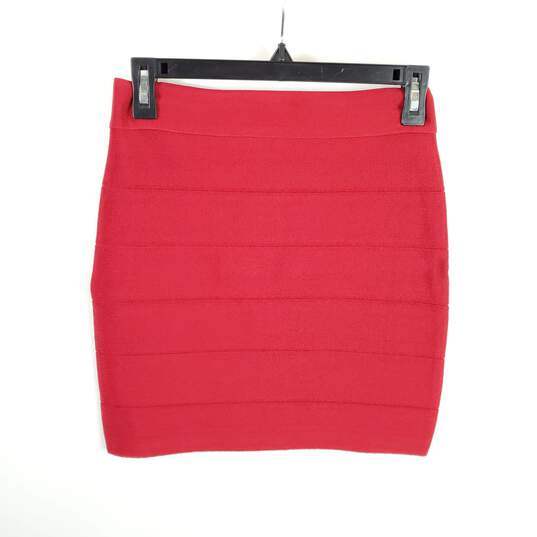 Bebe Women Red Knitted Bandage Skirt M NWT image number 1