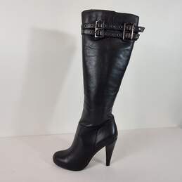Arturo Chiang Kabili Black Leather Tall Knee Zip Riding Heel Boots Size 6 M alternative image