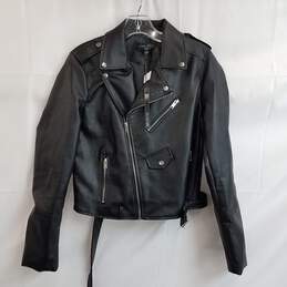 Love Tree Black Faux Leather Biker Jacket Size L