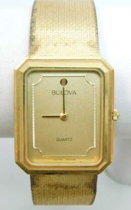 Vintage Bulova Swiss 7 Jewels Gold Tone Mesh Band Dress Watch 50.4g
