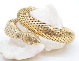 Vintage Whiting & Davis Goldtone Coiled Snake Mesh Wrap Statement Bracelet 61g