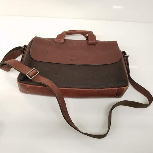 Bally Brown Leather & Fabric Messenger Bag image number 2