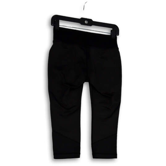 Womens Black Flat Front Elastic Waist Pull-On Capri Leggings Size S image number 2