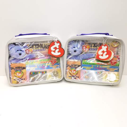 Lot of 2 1999 Limited Edition TY Beanie Babies Official Club Platinum Membership Kits image number 1
