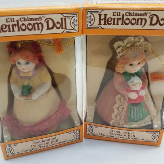 Jasco L'il Chimers Heirloom Doll Porcelain Bell Christmas Ornaments Lot of 5 image number 6