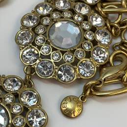 Designer J. Crew Gold-Tone Chain Flower Rhinestone Statement Necklace