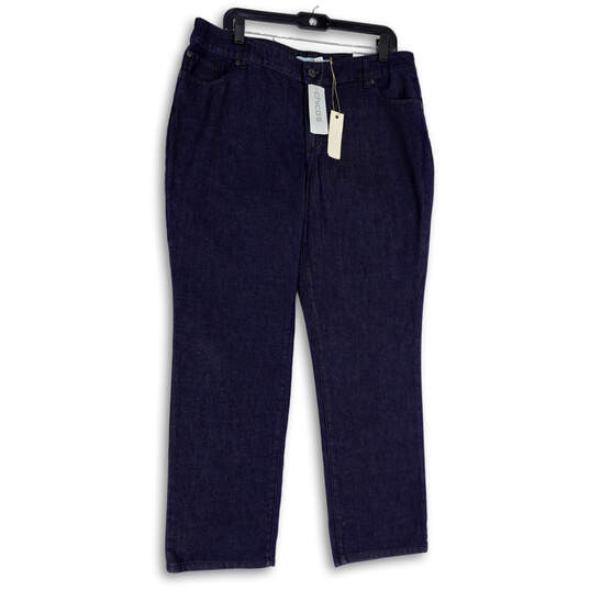 NWT Womens Blue Denim Dark Wash Pockets Slim Fit Straight Leg Jeans Size 3 image number 1