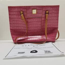 Dooney & Bourke Croc Embossed Pink Large Leather Tote Bag