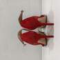 Women's Black/Red/Tan Suede Open Toe Heels Size 6.5M image number 2
