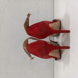 Women's Black/Red/Tan Suede Open Toe Heels Size 6.5M alternative image