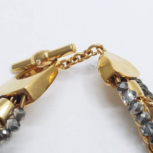 Henri Bendel Gold Tone Crystal 3-Strand Charm 6.5" Bracelet W/C.O.A 24.7g image number 5