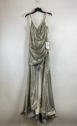 Betsy & Adam Silver Formal Dress - Size 14