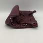 Womens Purple Leather Tassel Studded Drawstring Bucket Bag Purse image number 4