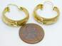 Elegant 14k Yellow Gold Brushed & Wheat Etched Hoop Earrings 3.6g image number 6