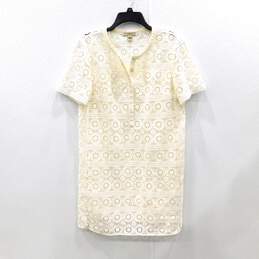 Burberry Brit White Cotton Lace Shirt Tunic Women's Mini Dress Size 10 with COA