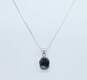 Sterling Silver Hematite Earrings & Necklace w/ Faceted Black Glass Ring 20.0g image number 3