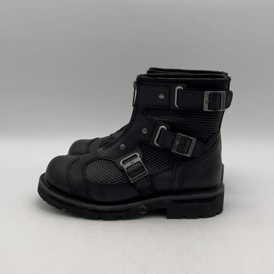 Harley-Davidson Mens Stealth Carbon Black Leather Front Zip Biker Boots Size 8.5 image number 3