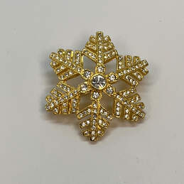 Designer Joan Rivers Gold-Tone Fashionable Rhinestone Flower Brooch Pin alternative image