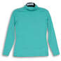 Womens Blue Long Sleeve Knitted Turtle Neck Pullover Sweater Size XS image number 1