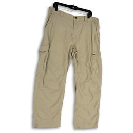 Womens Beige Flat Front Pockets Regular Fit Straight Leg Cargo Pants Sz 38 alternative image