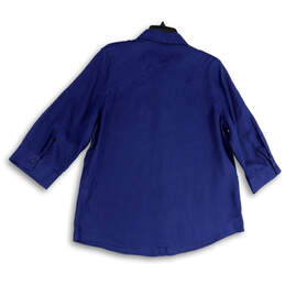 NWT Womens Blue Pocket Spread Collar 3/4 Sleeve Button-Up Shirt Size 2 alternative image