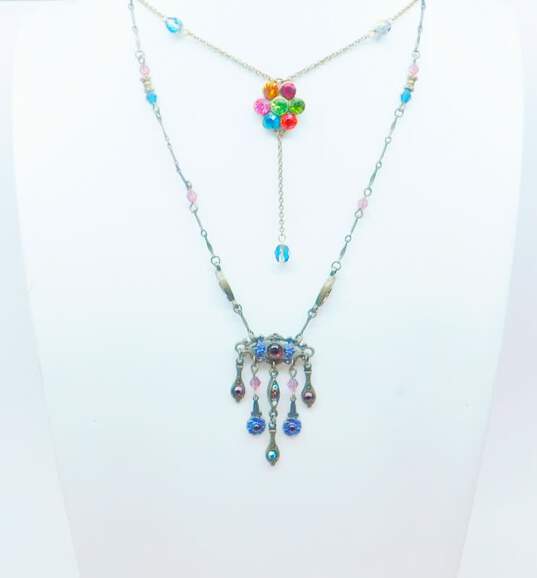 Michael Negrin & Sweet Romance Crystal Floral Layering Necklaces 18.1g image number 1