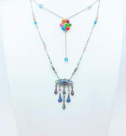 Michael Negrin & Sweet Romance Crystal Floral Layering Necklaces 18.1g