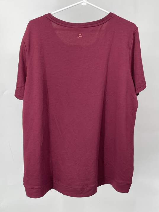 Womens Wine Short Sleeve Round Neck Sport T-Shirt Size XL T-0528908-F image number 4