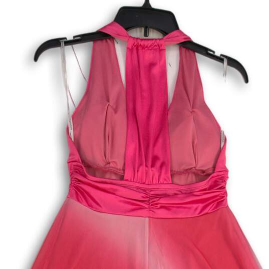 My Michelle Womens Pink Satin V-Neck Sleeveless A-Line Dress Size Medium image number 4
