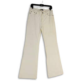 Womens White Denim Light Wash Pockets Stretch Bootcut Leg Jeans Size 10