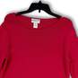 Womens Pink Round Neck Long Sleeve Regular Fit Pullover T-Shirt Size Large image number 3