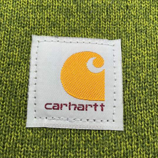 Carhartt Mens Green Knitted Heather Winter Beanie Hat One Size image number 3