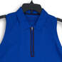Womens Blue Spread Collar 1/4 Zip Sleeveless Golf Polo Shirt Size XL image number 3